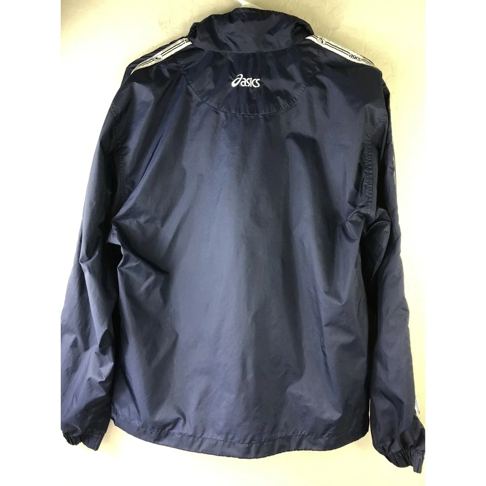 ASICS Mens Small Windbreaker Blue Reflective Sleeve‎